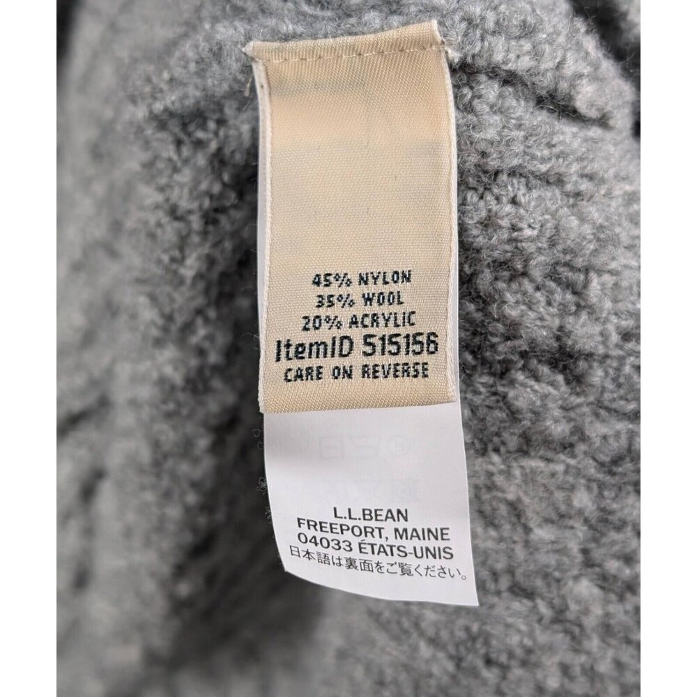 LL Bean Women’s Large Cozy Cloud 1/4 Zip Gray Nylon Wool Blend Knit Sweater - Picture 4 of 4